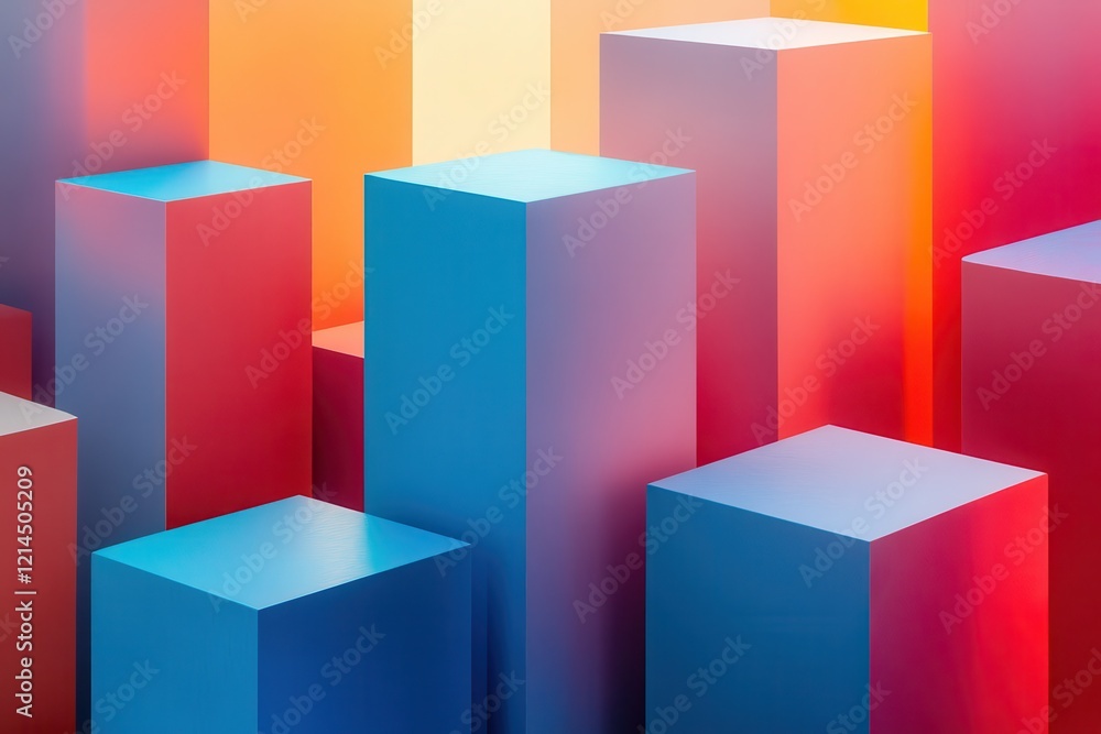 Poster colorful abstract background featuring three-dimensional cubes in various vibrant shades and pattern