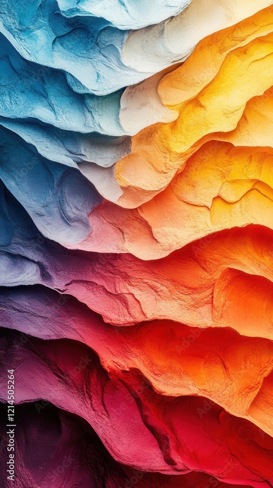 Poster vibrant rainbow colored wallpaper design with abstract patterns and smooth gradients for modern spac