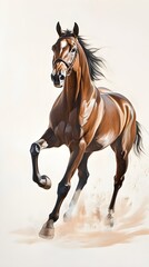 Fototapeta premium Majestic Akhal-Teke Horse in Mid Gallop with Dynamic Motion