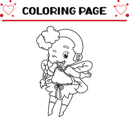 cute fairy is smiling while flying coloring page for kids