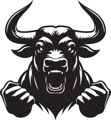 Fototapeta premium Haunted bull black and white vector