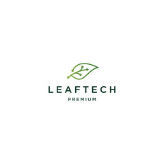 Fototapeta premium Leaf tech logo icon design template flat vector 