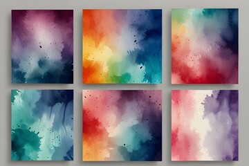 Set of light colorful vector watercolor A4 backgrounds for poster, brochure or flyer Generative AI