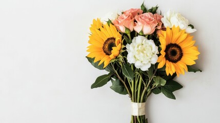 Obraz premium Floral Arrangement with Vibrant Sunflowers and Pastel Colored Bouquet Ideal for Gifting Home Decor