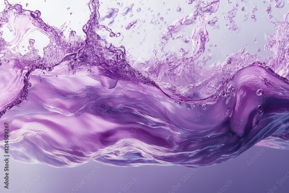 Aufkleber vivid purple water splash creating dynamic shapes and patterns on a white background