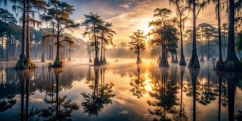 Mystical Swamp at Dawn: Atmospheric Nature Photography
