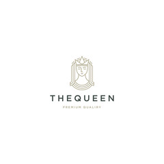 Goddess beauty queen with line art style logo icon design template flat vector