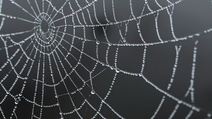 Obraz premium A spiderweb covered in morning dew.