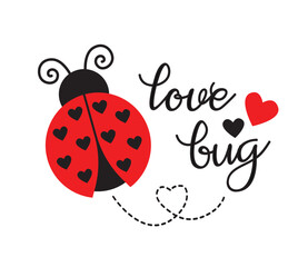 Love Bug. This Love Bug is perfect to use for your Valentine's Day projects. Cute red insect isolated on white background.
