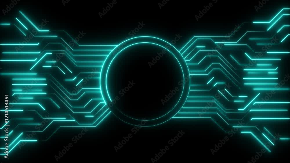 Aufkleber circuit board technology, neon light conduct the electricity power.internet and networking concept. 