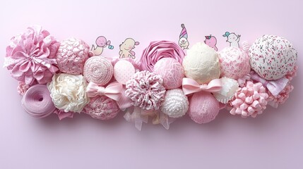 Whimsical Pastel Pink and White Confectionery Arrangement