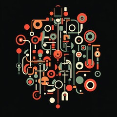 Obraz premium Abstract geometric shapes design, circular composition, modern art