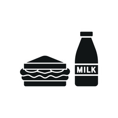 Milk and sandwich set food icon vector basic design