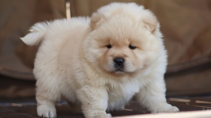 An adorable Chow Chow with its fluffy and distinct appearance. This charming dog breed is known for its thick fur, unique blue - black tongue, and teddy - bear - like face