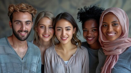Fototapeta premium Zero Discrimination Day. Diversity friends of different gender, age and nationality. International Day of Human Fraternity. IDERD.