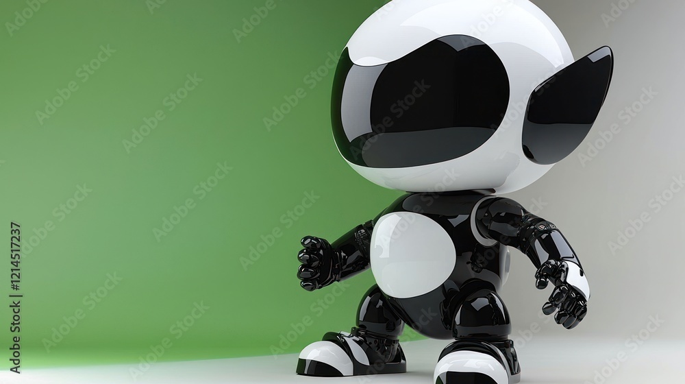 Poster whimsical robot 3d render: a cute and friendly artificial intelligence character