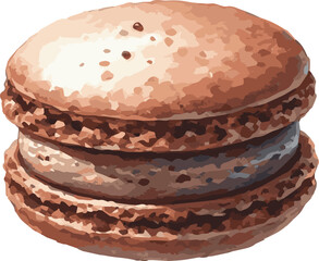 Watercolor Vector Illustration of a Macaron Cand