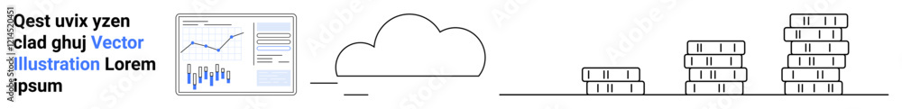 Poster cloud, data charts, and server racks elements highlight cloud computing, data storage, analytics, an