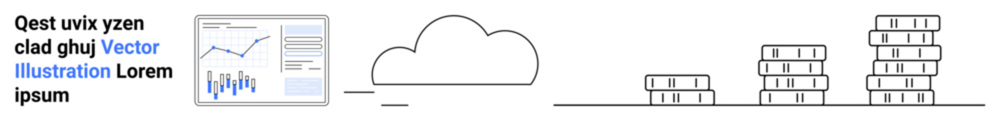 Cloud, data charts, and server racks elements highlight cloud computing, data storage, analytics, and digital transformation. Ideal for tech website headers, data-driven, cloud solutions, IT