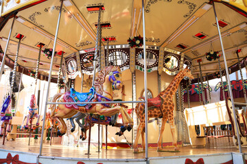 Fototapeta premium Carousel Horses background in Spain