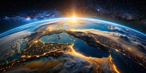 Night to Day: Earth Rotating, Zoom on Israel - Stunning Timelapse Stock Photo