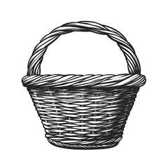 Obraz premium Vintage Hand-Drawn Wicker Basket Illustration