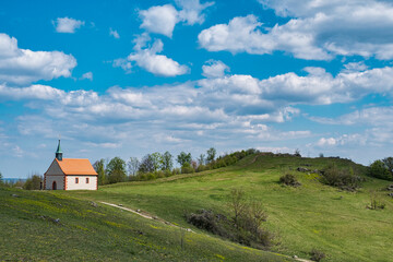 Fototapeta premium The Walburgis Chapel on the Ehrenbürg, also called Walberla, one of the three holy mountains of the Franks