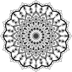 Black Round Paint Brushes mandalas in vector.Abstract design element.Decorative retro ornament.Graphic template for your design.Hand Drawn Mandala.Radiant Peaceful Petal book.Art on the wall.