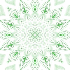 Green Round Paint Brushes mandalas in vector.Abstract design element.Decorative retro ornament.Graphic template for your design.Hand Drawn Mandala.Radiant Peaceful Petal book.Art on the wall.