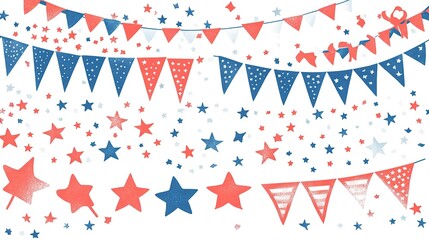 Fototapeta premium Festive Red, White, and Blue Icons for Presidents’ Day , Presidents' Day