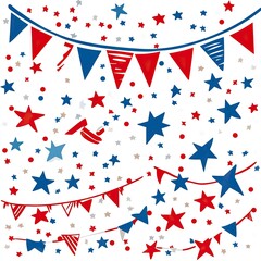 Obraz premium Festive Red, White, and Blue Icons for Presidents’ Day , Presidents' Day