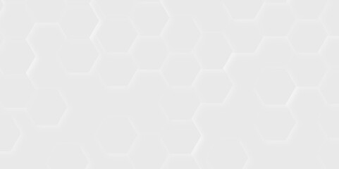 Abstract white hexagon background. Vector Illustration. Hexagon concept design abstract technology background. 3D Futuristic abstract honeycomb mosaic white background.
