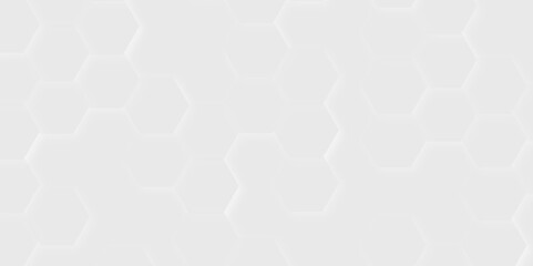 Abstract white hexagon background. Vector Illustration. Hexagon concept design abstract technology background. 3D Futuristic abstract honeycomb mosaic white background.