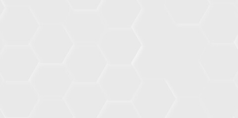Abstract white hexagon background. Vector Illustration. Hexagon concept design abstract technology background. 3D Futuristic abstract honeycomb mosaic white background.