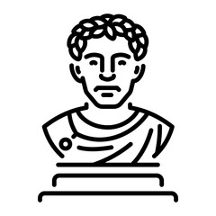 A linear icon of caesar statue 