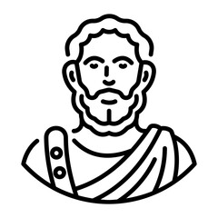 Commodus portrait icon in linear style 