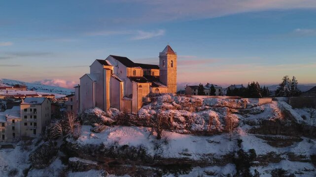 Panoramic view of the village of Capracotta in Molise, Italy.