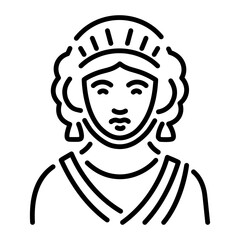 A line icon of roman matron portrait 