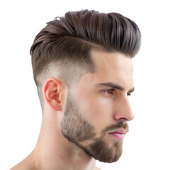 Obraz premium Stylish Men's Hairstyle with Undercut and Short Beard