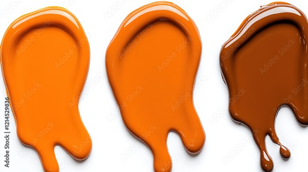 Poster a splash of color: a vibrant, abstract composition features three paint swatches in shades of orange