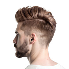 Obraz premium Stylish Men's Undercut Hairstyle with Long Top and Beard