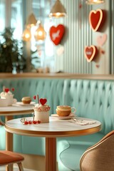 Cozy Café Table with Sweet Treats and Decorations
