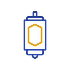 Blue and gold lantern line art illustration
