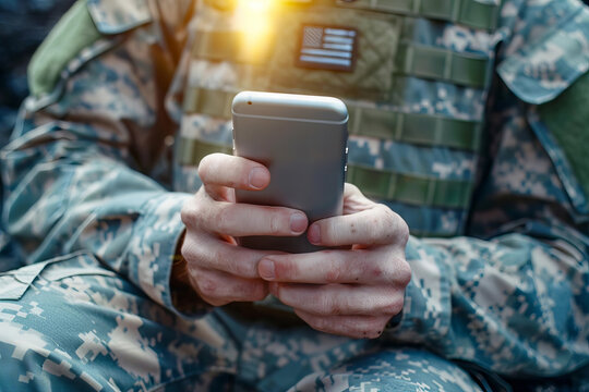 US Military Soldier Smartphone Surveillance and Cyber Warfare - Powered by Adobe