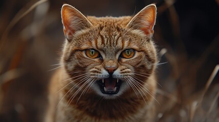 Fierce Ginger Cat Close-Up Portrait