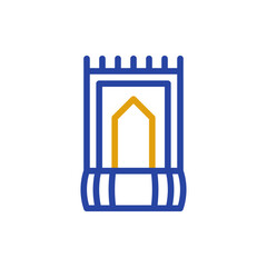 Blue and yellow prayer rug illustration