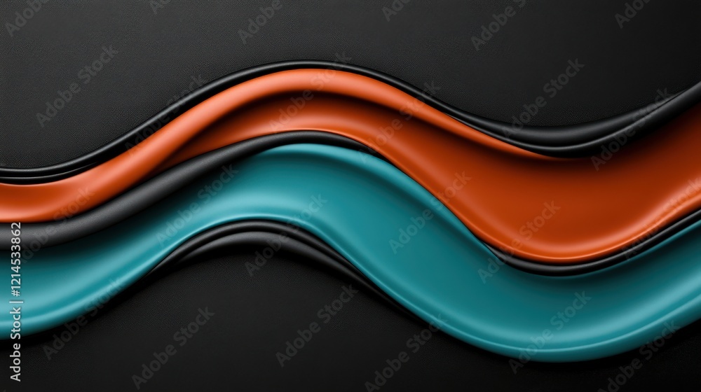 Poster fluid teal and rust waves: abstract design featuring elegant teal and burnt orange waves flowing sea