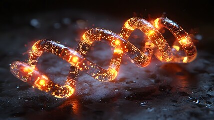 Glowing DNA Strand with Intricate Circuitry Symbolizing Fusion of Genetics and Technology