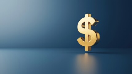 Obraz premium Golden Dollar Sign on Blue Background
