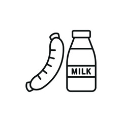 Milk and sausage set food icon vector basic design